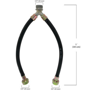 Appli Parts APIH-1234Y 1 ft Y Mixer Washing Machine Inlet Hose with Gasket 3/4 Male x 3/4 Female Fitting, Straight Connectors