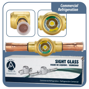 Appli Parts APSG-12AS 1/2 in Sight Glass and liquid moisture indicator Solder connections with Solid Body for HVAC/R installations suitable for CFC HCFC HFC refrigerants