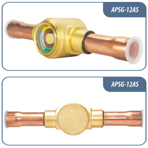 Appli Parts APSG-12AS 1/2 in Sight Glass and liquid moisture indicator Solder connections with Solid Body for HVAC/R installations suitable for CFC HCFC HFC refrigerants