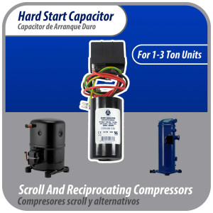 Appli Parts APHS-1 Start kit para aire acondicionado incluye Capacitor de arranque 88-108mfd 330V y relay potencial para equipos 1-3 T compresores scroll y reciprocantes 208-244V, 1Ph