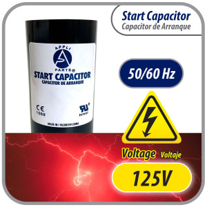 Appli Parts CON-460-110 Motor Start Capacitor 460-553 MFD uF, 110-125 VAC. Universal for Electric Motor Applications, 1.75 in Wide, 3.38 in Height