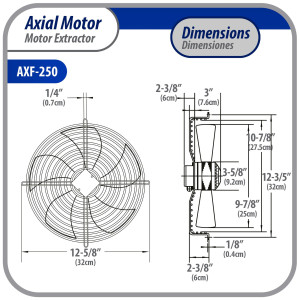 Appli Parts AXF-250 9-7/8 in Axial Fan Motor Guard Mounted Fan Blade 220 V, 1 Ph, 50-60 Hz, 70 W, 1590 rpm, Universal replacement for Cold Room Evaporators and Condensing Units, Work Temp -22 F to 140 F 
