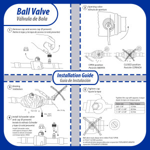 Appli Parts APBV-138 Valvula de Cierre 1-3/8 in tipo Bola de conexion soldable con puerto de servicio SAE de 1/4 in, presion maxima de trabajo 610 psi temperaturas de -30C a 120C longitud total 256mm