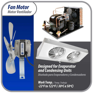 Appli Parts APFM-162E 16W Condenser and Evaporator Fan Motor 220V 60Hz 0.5A, Includes 10in Aluminum Fan Blade and Mounting Base, Universal Replacement for Commercial Refrigeration Units