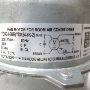 Motor for Ecox YDK24-6KB 24W 220V/1Ph/60Hz YDK24-6K-2, YKT-24-6-15L RoHS 202400401344 11002012001425 11002012004174 Fits: MSH-09 MSH-12 MSJ-12 EDDM009C16B midea MCH09NIH2 PIA9065B