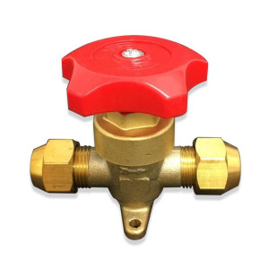 Appli Parts APSV-14 Valvula de Paso 1/4 pulg SAE Flare Rosca, para sistemas de refrigeracion, aire acondicionado y calefaccion, con cuerpo de bronce macizo