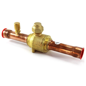 Danfoss 009L7054 3/4in Shut Off Ball Valve ODF GBC 18s Multiple Refrigerant MWP 650psi WT -40F to 300F with 1/4in SAE Schrader Valve Bi-Flow