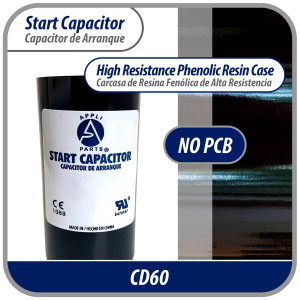Appli Parts CON-270-110 Motor Start Capacitor 270-324 MFD uF, 110-125 VAC. Universal for Electric Motor Applications, 1.44 in Wide, 3.38 in Height