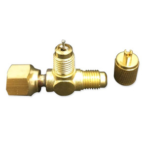 Appli Parts APAT-3X14B Valvula de Acceso T 1/4 pulg M Flare Acceso x 1/4 pulg H Flare Conector x 1/4 pulg M Flare con Gusanillo 