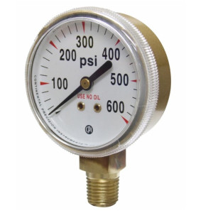 Uniweld Nitrogen Regulator Gauge 600 PSI Bottom Mount 2in Display 1/4in NPT connection Gold Steel Case G8SD