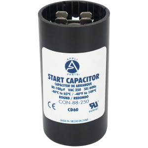 Appli Parts CON-88-250 Motor Start Capacitor 80-108 MFD uF, 250 VAC. Universal for Electric Motor Applications, 1.44 in Wide, 2.75 in Height