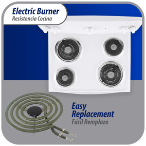 MP15YA Appli Parts Electric Range Burner Heater Element 4 Turns, 6 in, 1500 W, 240 V, Compatible with General Electric Whirlpool 660532, WP660532, WB30T10073, SU205, 660532, TS4W6215, 404080, 5303310283