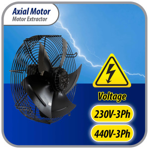 Appli Parts AXF-910-4 Extractor Axial 910 mm (35-7/8 pulg) 220-440 V, 3 ph, 60 Hz, 2500 W, 1050 rpm, Rango Temperatura -30 C a 60 C, incluye aspa y base tipo jaula
