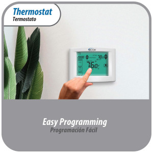 Ecox 7 Day Programmable air conditioning thermostat digital for home or office Touch Screen 5in LCD Backlit display 1 stage, 1C/1H cooling and heating battery (2xAA not Included) or 24 Volt Operated 