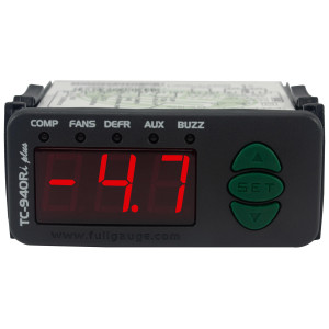 Full Gauge TC-940Ri Plus Controlador Electronico para Congelacion. 2 Sensores, 4 Salidas, 1 Entrada Digital, 12V y 110/220V con fuente transformador incluida, Compatible con Sitrad