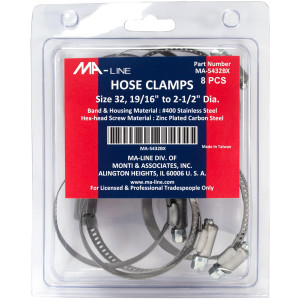 MA-Line MA-5432BX Abrazadera 1-9/16pulg a 2-1/2pulg Diametro. Numero 32. Combo Hex (10 x Bolsa)