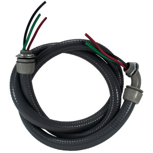 MA-Line MA-P4034W Lazo Electrico con Uniones Plasticas 3/4pulg x 4pies para Aire Acondicionado Cable Numero 8 Negro, Verde y Rojo Cable Trenzado THHN
