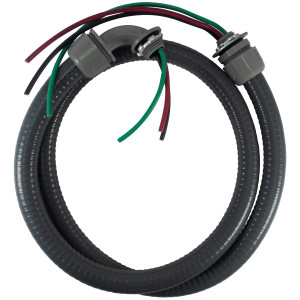 MA-Line MA-P4012W Lazo Electrico con Uniones Plasticas 1/2pulg x 4pies para Aire Acondicionado Cable Numero 10 Negro, Verde y Rojo Cable Trenzado THHN