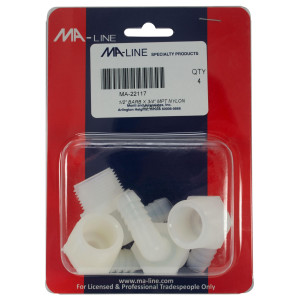 MA-Line MA-22117 Codo de Nylon para Linea de Condensado de 1/2pulg Barb x 3/4pulg NPT (4 x Bolsa)