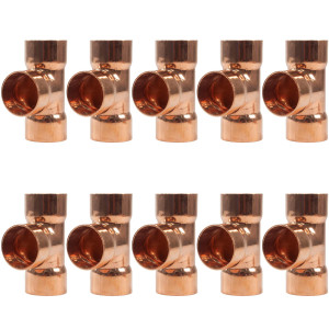 Appli Parts AP-T078B10 7/8in Wrot Copper Tee CxCxC connections for refrigeration, air conditioning and plumbing applications ACR and Type L copper pipe (10 x Bag) 