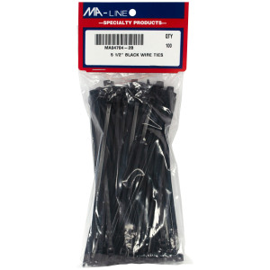 MA-Line MA04704-2B Wire Tie Black 5.5in long Bundle Diameter 1/16 to 1-3/4 in. Bag of 100ea