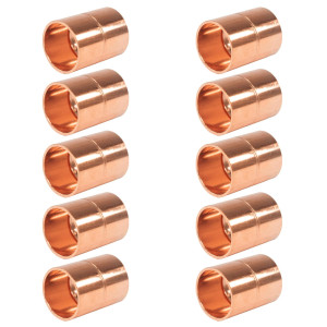 Appli Parts AP-A012B10 1/2 in Wrot Copper Coupling fitting CxC Sweat connections for refrigeration, air conditioning and plumbing applications ACR and Type L copper pipe (10 x Bag)  