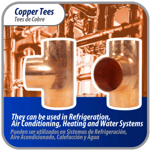 Appli Parts AP-T158 1-5/8 in Wrot Copper Tee CxCxC connections for refrigeration, air conditioning and plumbing applications ACR and Type L copper pipe