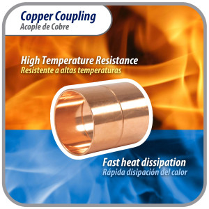 Appli Parts AP-A158 1-5/8 in Wrot Copper Coupling fitting CxC Sweat connections for refrigeration, air conditioning and plumbing applications ACR and Type L copper pipe (5 x Bag)  