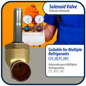 Appli Parts APSOV-38CS 3/8 ODF Solenoid Valve Body, Normally Closed NC, Coil Not Included, Suitable for multiple refrigerants CFC, HCFC and HFC