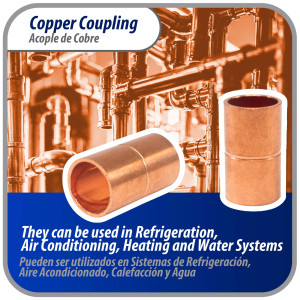 Appli Parts AP-A038B10 3/8in Wrot Copper Coupling fitting C x C Sweat connections for refrigeration, air conditioning and plumbing applications ACR and Type L copper pipe (10 x Bag)

