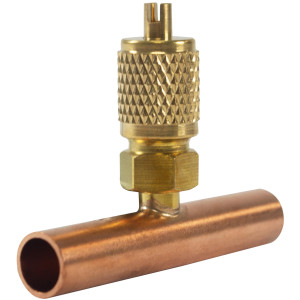 MA-Line AF3135 5/16in ODS x 3/8in ODF Copper Solder Tee with 1/4in Male Flare Port