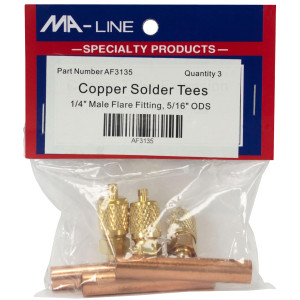 MA-Line AF3135 5/16in ODS x 3/8in ODF Copper Solder Tee with 1/4in Male Flare Port