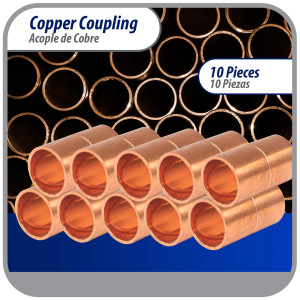 Appli Parts AP-A058B10 5/8in Wrot Copper Coupling fitting C x C Sweat connections for refrigeration, air conditioning and plumbing applications ACR and Type L copper pipe (10 x Bag)  