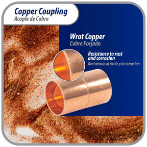 Appli Parts AP-A058B10 5/8in Wrot Copper Coupling fitting C x C Sweat connections for refrigeration, air conditioning and plumbing applications ACR and Type L copper pipe (10 x Bag)

