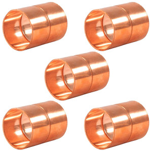 Appli Parts AP-A118B5 1-1/8 in, Anillo de Cobre Accesorios de tuberia de cobre CxC Conexiones soldadas para aplicaciones de refrigeracion, aire acondicionado y plomeria Tuberia ACR y tipo L, 5x Bolsa