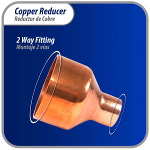 Appli Parts AP-R218078 Reductor de Cobre de 2-1/8x7/8 pulg Conexiones CxC soldadas para aplicaciones de refrigeracion, aire acondicionado y plomeria Tuberia de cobre ACR y Tipo L