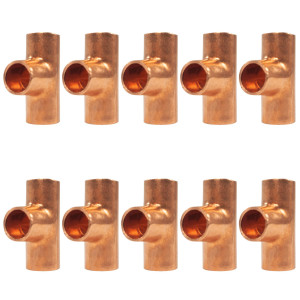 Appli Parts AP-T014B10 1/4pulg Tee de Cobre Conexiones CxCxC soldadas para aplicaciones de refrigeracion, aire acondicionado y plomeria Tuberia de Cobre ACR y Tipo L (10 x Bolsa)