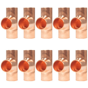 Appli Parts AP-T038B10 3/8in Wrot Copper Tee CxCxC connections for refrigeration, air conditioning and plumbing applications ACR and Type L copper pipe (10 x Bag) 