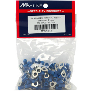 MA-Line MA02621-2 Anillos Acampanados con Aislamiento de Vinilo 16-14, 10 Stud. Bolsa de 100