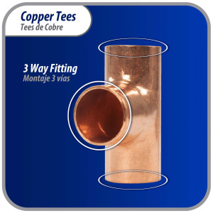 Appli Parts AP-T012B10 1/2in Wrot Copper Tee CxCxC connections for refrigeration, air conditioning and plumbing applications ACR and Type L copper pipe (10 x Bag) 