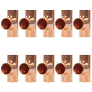 Appli Parts AP-T012B10 1/2in Wrot Copper Tee CxCxC connections for refrigeration, air conditioning and plumbing applications ACR and Type L copper pipe (10 x Bag) 