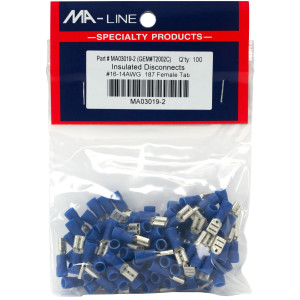 MA-Line MA03019-2 Conector Rapido Acampanado con Aislamiento de Vinilo Hembra 16-14, 187 TAB. Bolsa de 100