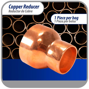 Appli Parts AP-R218138 Reductor de Cobre de 2-1/8x1-3/8 pulg Conexiones CxC soldadas para aplicaciones de refrigeracion, aire acondicionado y plomeria Tuberia de cobre ACR y Tipo L