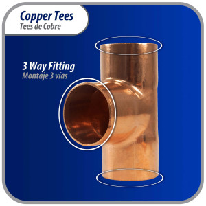Appli Parts AP-T138B5 1-3/8in Wrot Copper Tee CxCxC connections for refrigeration, air conditioning and plumbing applications ACR and Type L copper pipe (5 x Bag) 