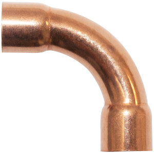NDL Codo de 90 grados giro Largo 3/8pulg Accesorios de tuberia de cobre C x C Conexiones soldadas para aplicaciones de refrigeracion, aire acondicionado y plomeria Tuberia de cobre ACR N-2716