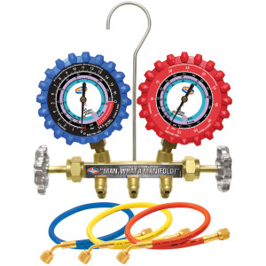 Uniweld QS8N3SM410A-8 Manometro Completo R410, R32, 2-V con Mangueras SMB Ez-Turn AB 3 pies