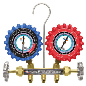 Uniweld QS8N3SM410A-8 Manometro Completo R410, R32, 2-V con Mangueras SMB Ez-Turn AB 3 pies