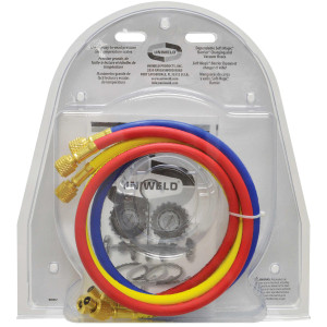 Uniweld QS8N3SM410A-8 Manometro Completo R410, R32, 2-V con Mangueras SMB Ez-Turn AB 3 pies