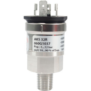 Danfoss 060G1037 Sensor de Presion AKS 32R para uso con Controlador AK CC,  -14.5 a 174 psig, 1/4 NPT