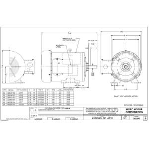 US Motors T34S2A 0.75 Hp, 208-230/460 V, 60 Hz, 1 Ph, 1725 rpm, 4 poles, 1 shaft, 1 speed, TEFC, Reversible